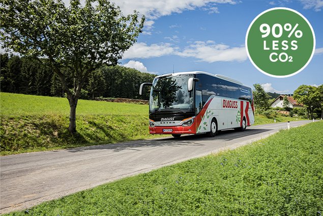 Blaguss bus 50-seater on country road