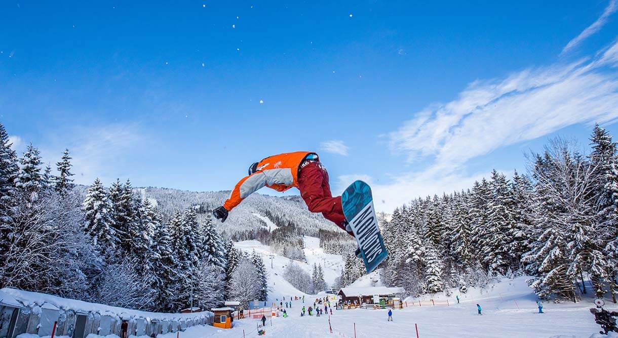 Snowboarder am Annaberg