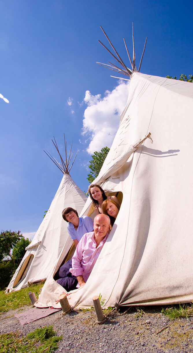 Familie im Storchencamp Purbach am Neusiedlersee